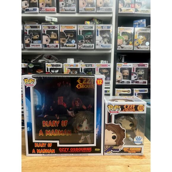 2 Ozzy Osbourne Funko Pops EXCLUSIVE Purple Fringe #332 & Diary Madman Album #12 - Picture 1 of 6